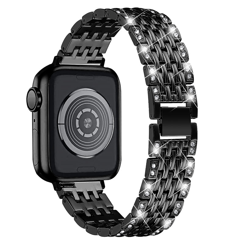2 Rows Rhinestones Decor Replacement Metal Watchband Wrist Strap for Apple Watch Series 9 8 7 41mm 6 5 4 SE (2023) SE(2022) SE 40mm 3 2 1 38mm 2 Rows Rhinestones Decor Replacement Metal Watchband Wrist Strap for Apple Watch Series 9 8 7 41mm 6 5 4 SE (2023) SE(2022) SE 40mm 3 2 1 38mm